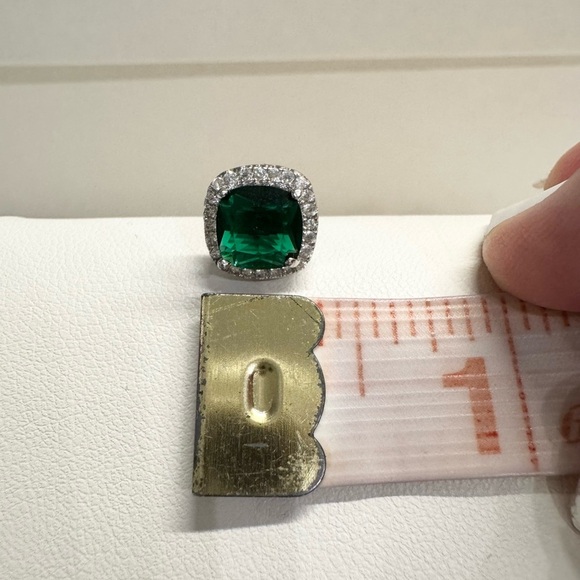 Green Gemstone and Diamond Stud Earrings New NWT - Picture 6 of 6